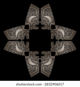 Geometrical ethnic frame with indigenous Native American design from pre Columbian Guatemala. 