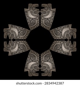 Geometrical ethnic frame with indigenous Native American design from pre Columbian Guatemala.