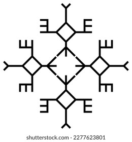 Geometrical ethnic ornament with Ostyak or Vogul motifs. Indigenous Siberian symbols. Black and white silhouette.