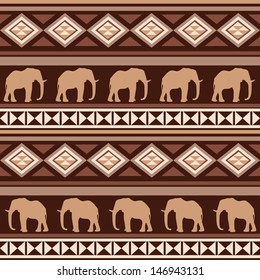 Geometrical ethnic ornamental pattern seamless texture african style  vector illustration  in brown colors.