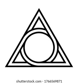 geometrical figure of a circle inscribed in a triangle, the vector logo tattoos mythological symbol round triangle