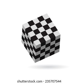 Geometrical figure cube white and black color