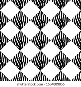 Geometrical figure. Seamless background with Zebra stripes. African animals. Vector illustration for web design or print.