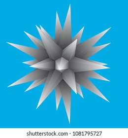 Geometrical figure with sharp ends. 3D. Vector illustration.