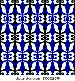 geometrical figures of dark blue and white ethnic style