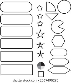 geometrical figures - Rectangle, Circle, Hexagon, star, 
square