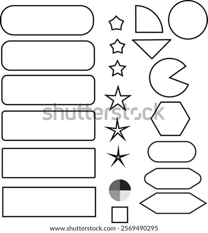 geometrical figures - Rectangle, Circle, Hexagon, star, 
square
