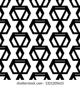 Geometrical figures wallpaper.Shapes backdrop. Geometric background. Digital paper, abstract. Hexagons, rhombuses, trapeziums pattern. Seamless ornament