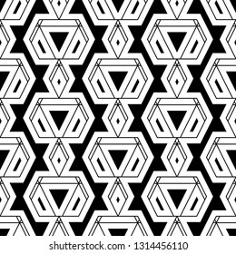 Geometrical figures wallpaper.Shapes backdrop. Triangles, rhombuses, trapeziums pattern.Digital paper, abstract. Geometric background. Seamless ornament.