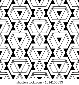 Geometrical figures wallpaper.Triangles, rhombuses, trapeziums pattern.Shapes backdrop. Digital paper, abstract. Geometric background. Seamless ornament.