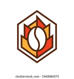 Geometrical fire and coffee bean logo, good to use for coffee related business.