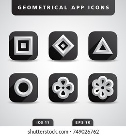 GEOMETRICAL FLAT ICONS - BLACK & WHITE