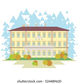 geometrical flat vector illustration of large luxurious mansion
