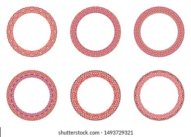Geometrical floral frame set - circular round abstract vector design elements