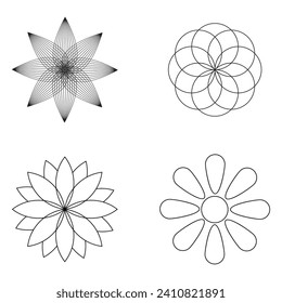 Geometrical floral mandala set vector 