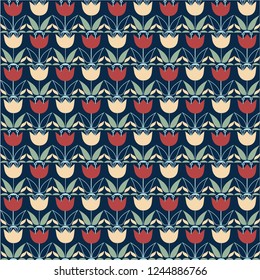Geometrical flower pattern, ornament, multi-colored, dark blue background, hand drawing, vector illustration