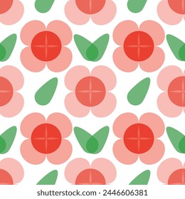 geometrical flowers seamless vector pattern, retro all over print