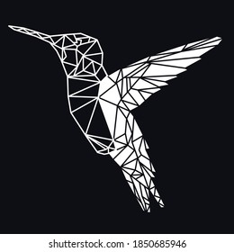 Geometrical flying bird. Hand drawn vector illustration.