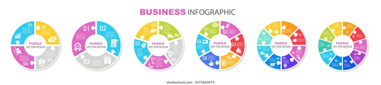 Geometrical forms tags puzzle pieces. Circle puzzle infographic. Diagram, graph,