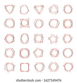 Geometrical frames. Abstract polygonal shapes elegant borders wedding element symbols vector