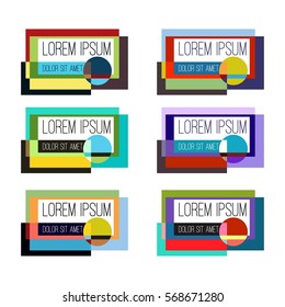 Geometrical frames for your design. Color figures. Suprematism. Vector Illustration. Simple composition for logo or business card