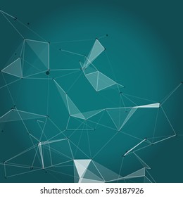 Geometrical futuristic abstract blue background with text. Vector illustration