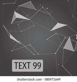 Geometrical futuristic abstract grey background with text. Vector illustration