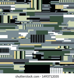 Geometrical glitch camouflage texture - seamless pattern