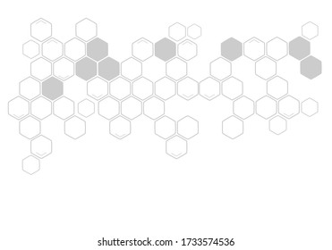 Geometrical graphic with grey hexagon grid cells on white background vector illustration.