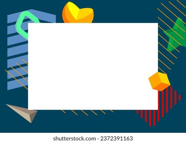Fondo del tema retro gráfico geométrico con lugar para texto. Marco de elementos geométricos mínimos. Vintage abstract forma ilustración vectorial para publicidad.