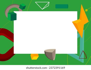 Fondo del tema retro gráfico geométrico con lugar para texto. Marco de elementos geométricos mínimos. Vintage abstract forma ilustración vectorial para publicidad.