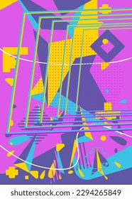 Geometrical graphic shapes template. Vintage abstract geometric background for poster, book cover, Newsletter, Social Media backdrop.