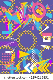 Geometrical graphic shapes template. Vintage abstract geometric background for poster, book cover, Newsletter, Social Media backdrop.