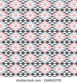 geometrical gray , white and pink vector background with Native American motif 