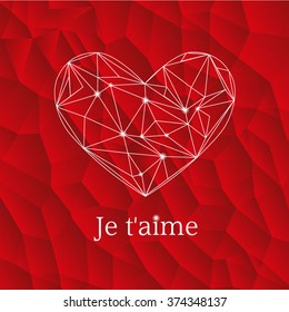 Geometrical heart - Je t'aime. Abstract background - I love you