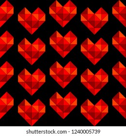 Geometrical hearts made of triangle seamless background
