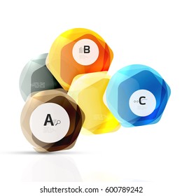 hexágono geométrico con un elemento acuático. Fondo de plantilla de vector para diseño de flujo de trabajo de impresión, diagrama, opciones de número o banner de diseño web