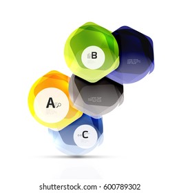 Geometrical hexagon with an aqua element. Vector template background for print workflow layout, diagram, number options or web design banner