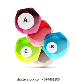 Geometrical hexagon aqua elements. Vector template background for print workflow layout, diagram, number options or web design banner