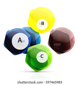 Geometrical hexagon aqua elements. Vector template background for print workflow layout, diagram, number options or web design banner