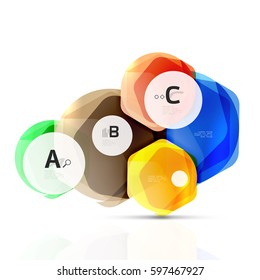 Geometrical hexagon aqua elements. Vector template background for print workflow layout, diagram, number options or web design banner