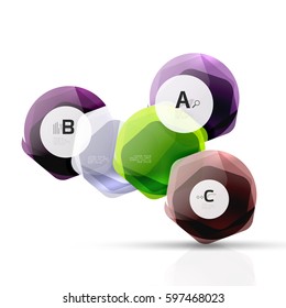Geometrical hexagon aqua elements. Vector template background for print workflow layout, diagram, number options or web design banner