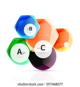 Geometrical hexagon aqua elements. Vector template background for print workflow layout, diagram, number options or web design banner