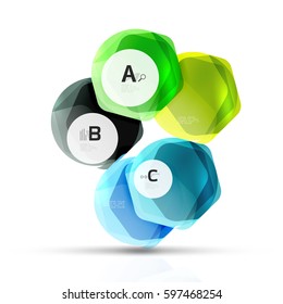 Geometrical hexagon aqua elements. Vector template background for print workflow layout, diagram, number options or web design banner