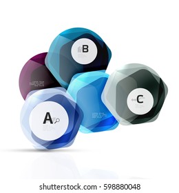 Geometrical hexagon aqua elements. Vector template background for print workflow layout, diagram, number options or web design banner