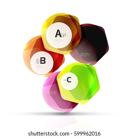 Geometrical hexagon aqua elements. Vector template background for print workflow layout, diagram, number options or web design banner
