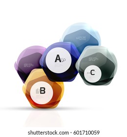 Geometrical hexagon aqua elements. Vector template background for print workflow layout, diagram, number options or web design banner