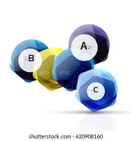 Geometrical hexagon aqua elements. Vector template background for print workflow layout, diagram, number options or web design banner