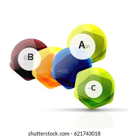 Geometrical hexagon aqua elements. Vector template background for print workflow layout, diagram, number options or web design banner