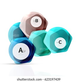 Geometrical hexagon aqua elements. Vector template background for print workflow layout, diagram, number options or web design banner